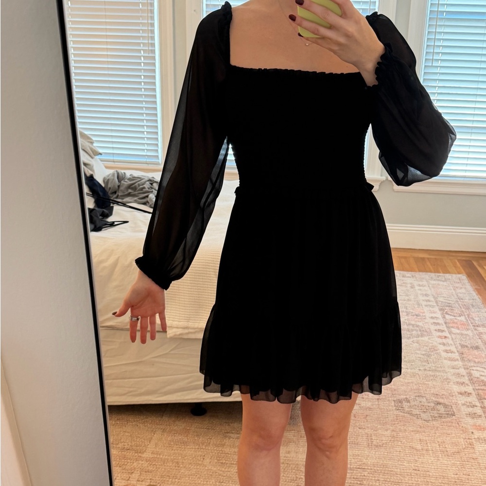 Wilfred Black Sheer Long Sleeve Dress
